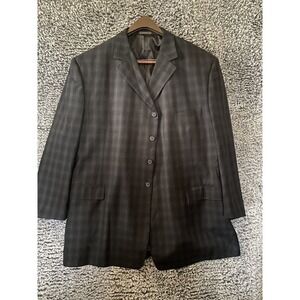 Zandello Bleu Plaid Striped Blazer Jacket Sportcoat 52R